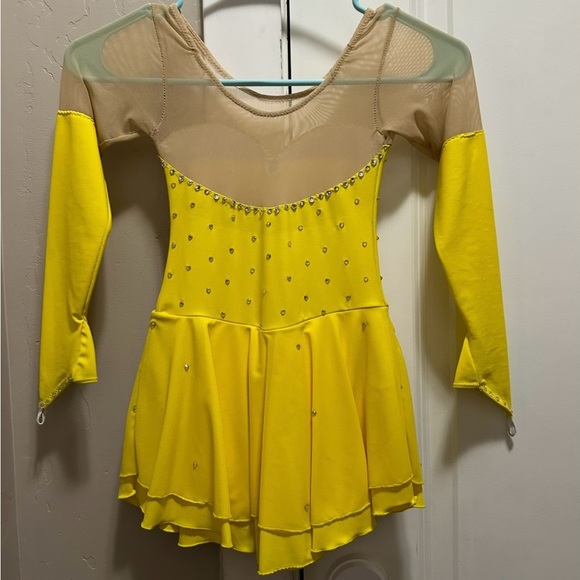 Custom Kids Yellow Figure Skating Dress - Picture 6 of 6